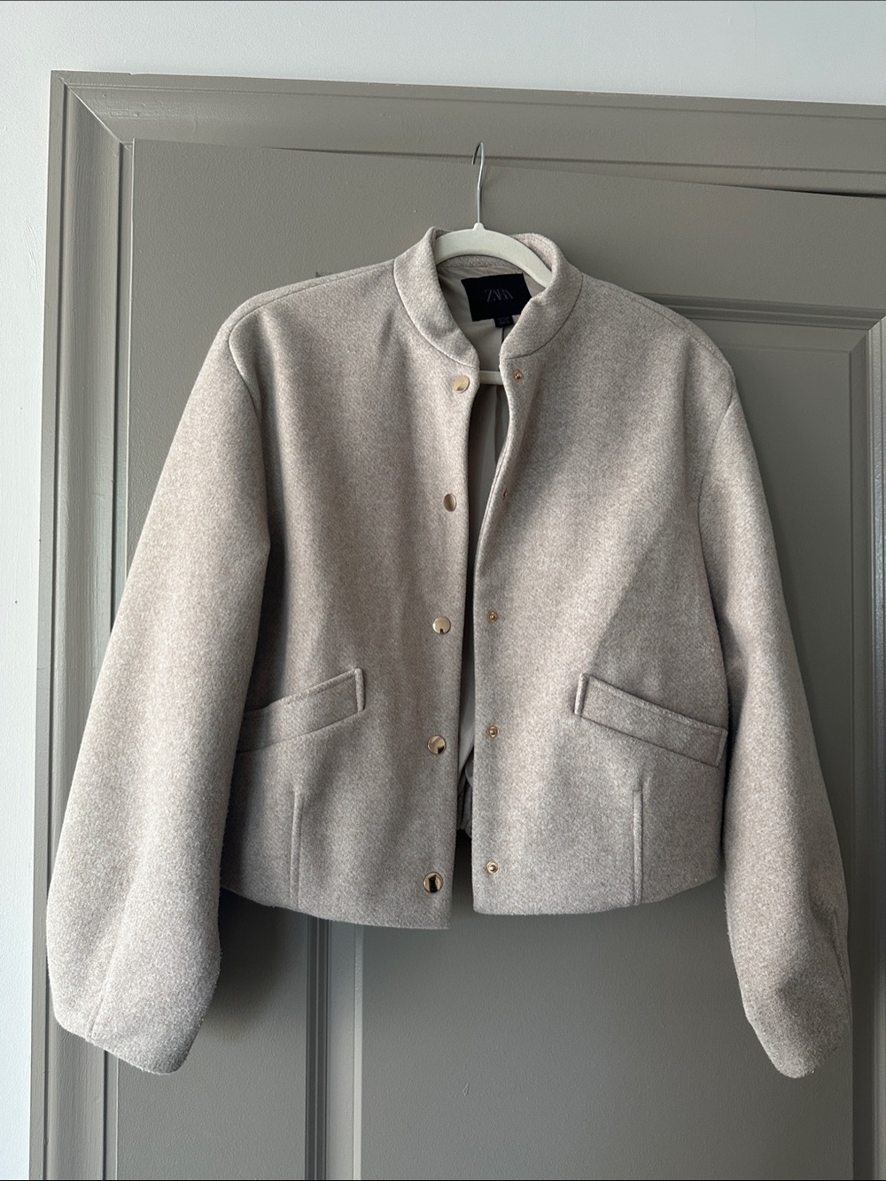 Zara Light Beige Cropped Jacket